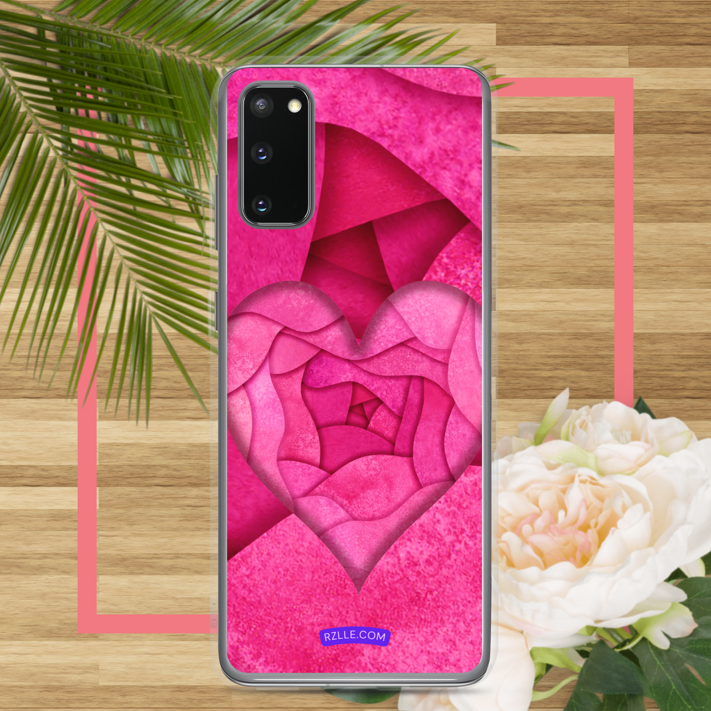 Pink Paper Hearts Samsung® Galaxy Clear Phone Case