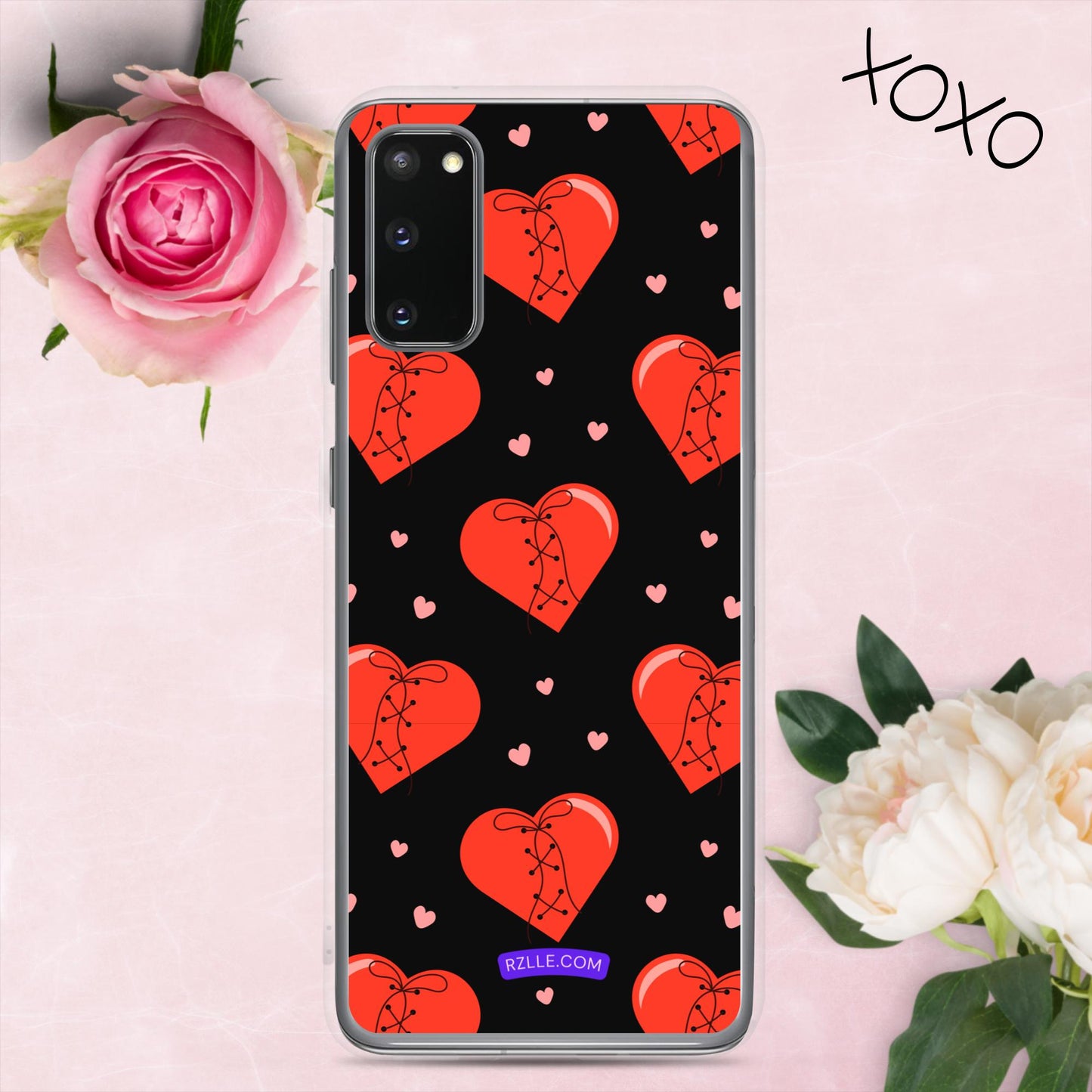 Stitched Hearts Samsung® Galaxy Clear Phone Case