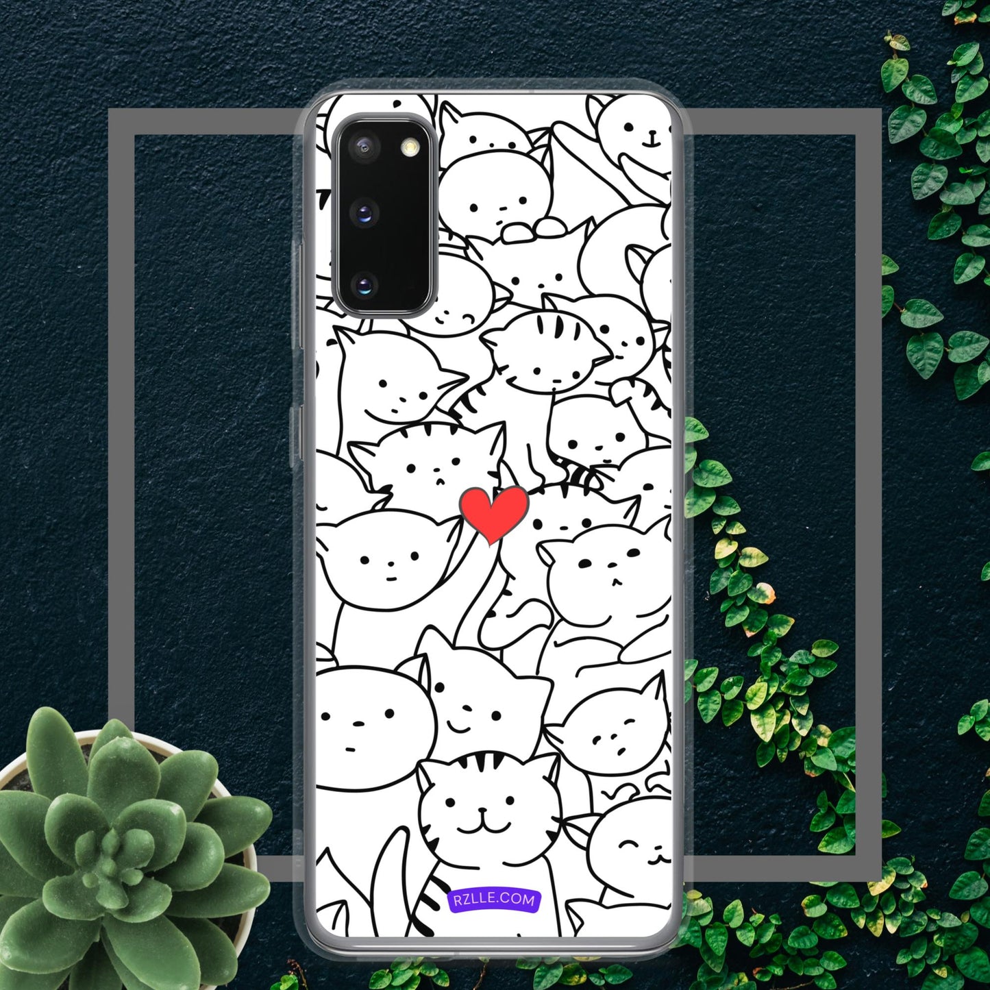 Doodle Cats & Heart Samsung® Galaxy Clear  Phone Case