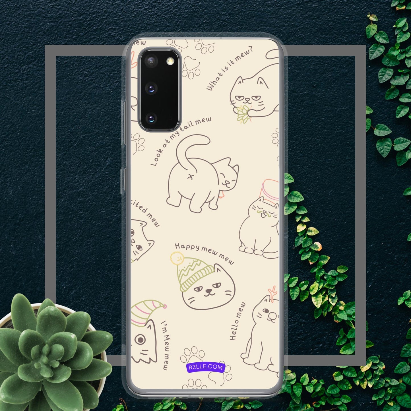 Cute Cat Doodles Samsung® Galaxy Clear Phone Case