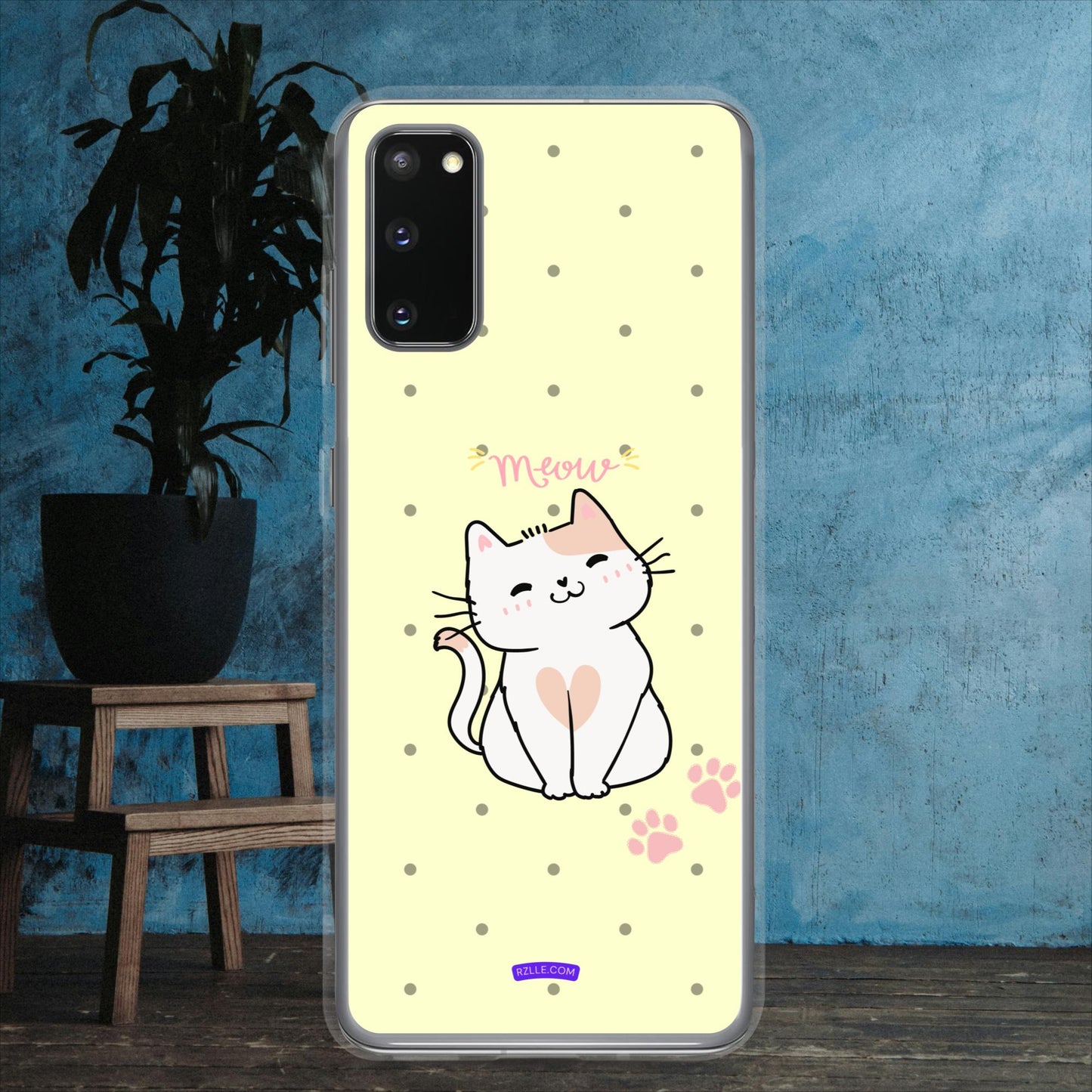 Cute White Cat Clear Case for Samsung®