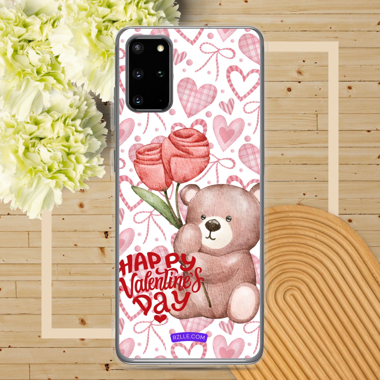 Valentine's Day Bear & Flowers Samsung® Galaxy Clear Phone Case