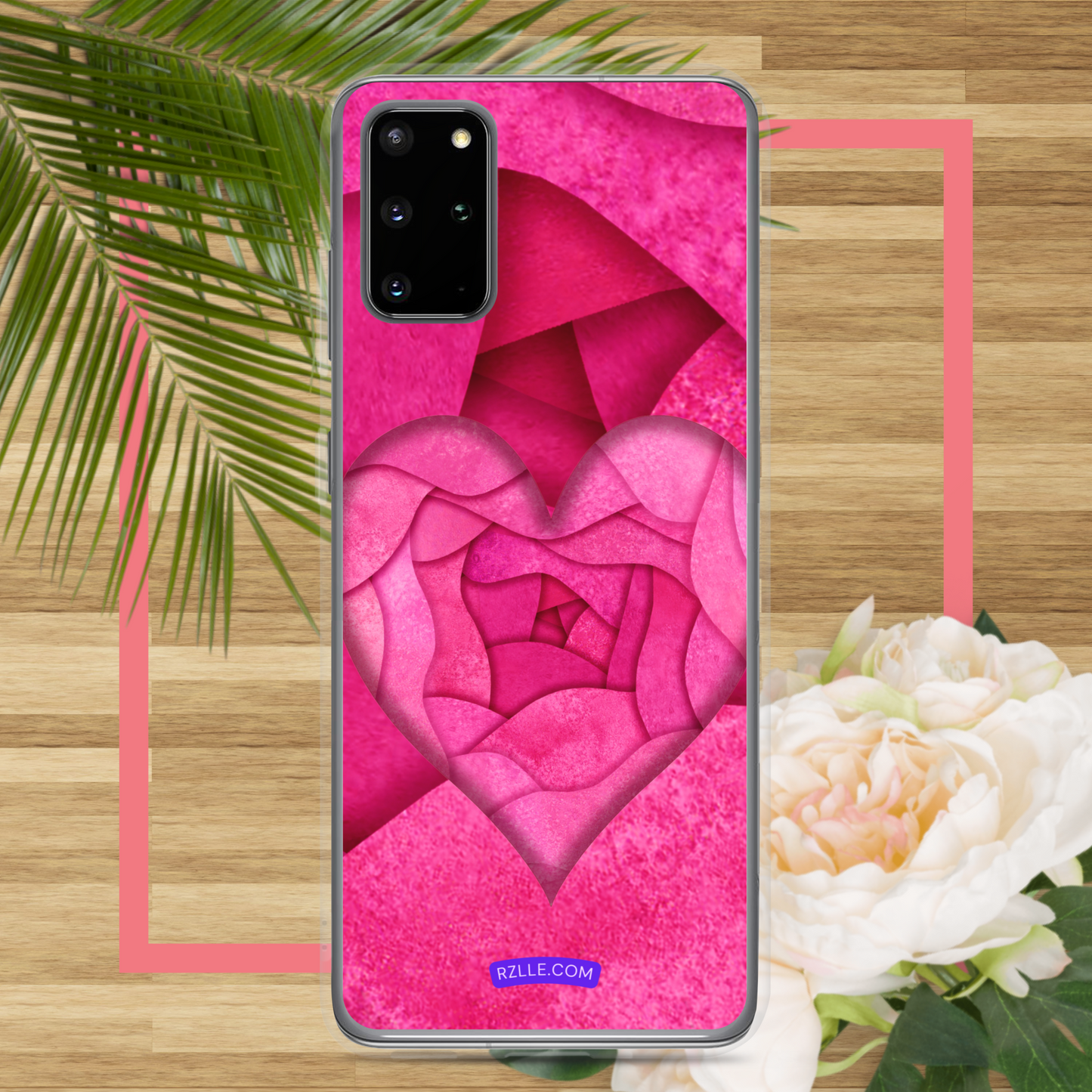 Pink Paper Hearts Samsung® Galaxy Clear Phone Case