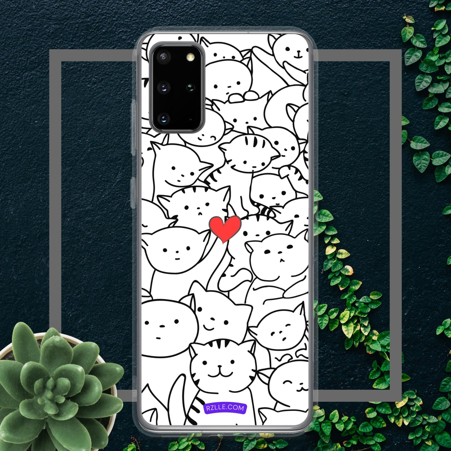 Doodle Cats & Heart Samsung® Galaxy Clear  Phone Case