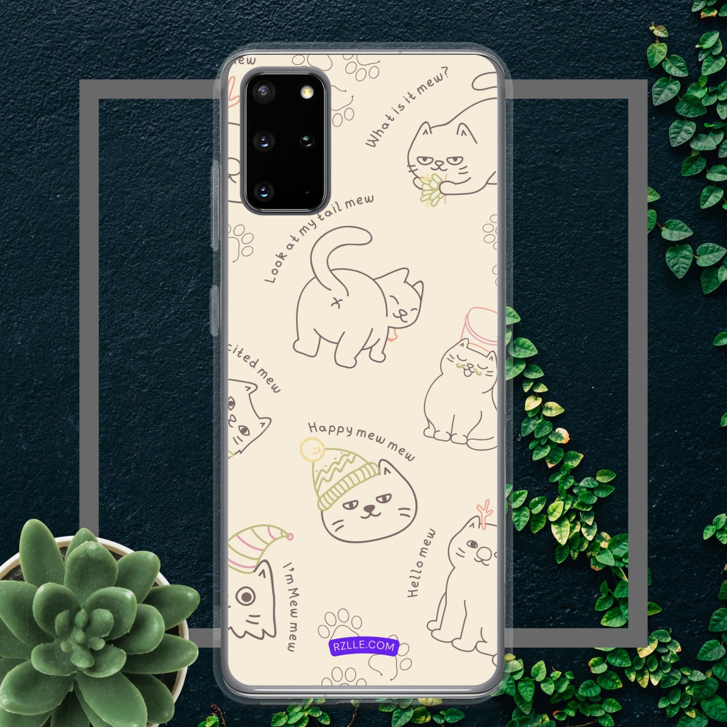 Cute Cat Doodles Samsung® Galaxy Clear Phone Case