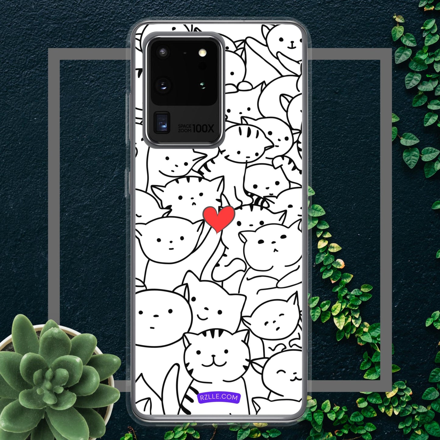 Doodle Cats & Heart Samsung® Galaxy Clear  Phone Case