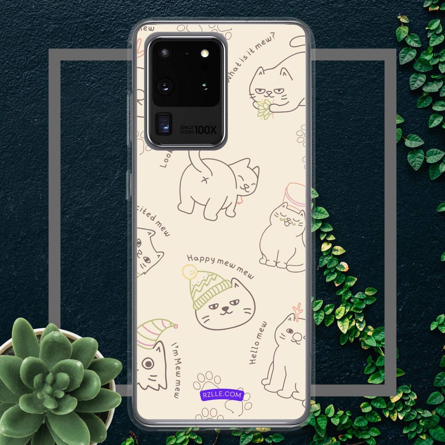 Cute Cat Doodles Samsung® Galaxy Clear Phone Case