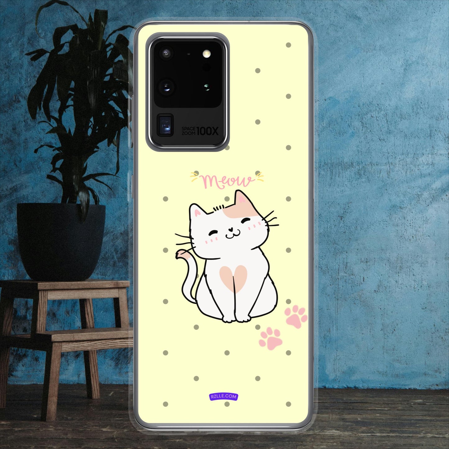 Cute White Cat Clear Case for Samsung®