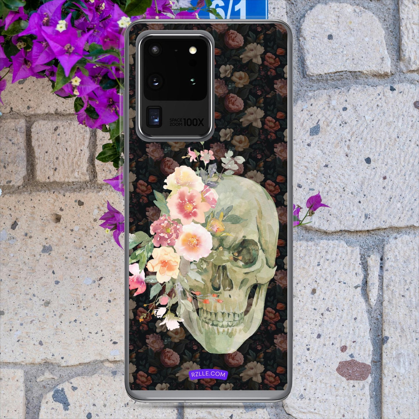 Flower Gothic Skull Clear Case for Samsung®