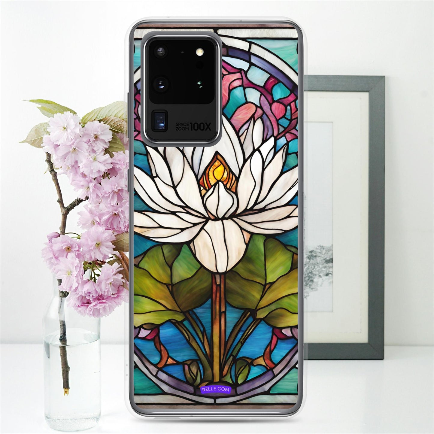 White Lotus Stained Glass Clear Case for Samsung®