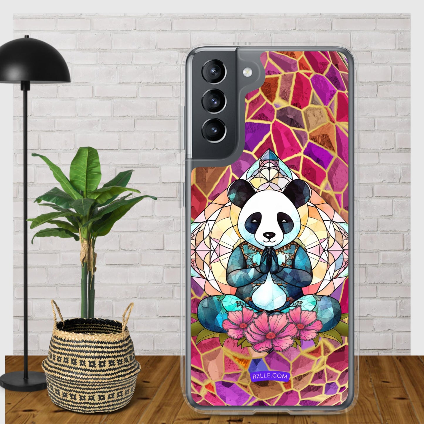 Panda Stained Glass Samsung® Galaxy Clear Phone Case