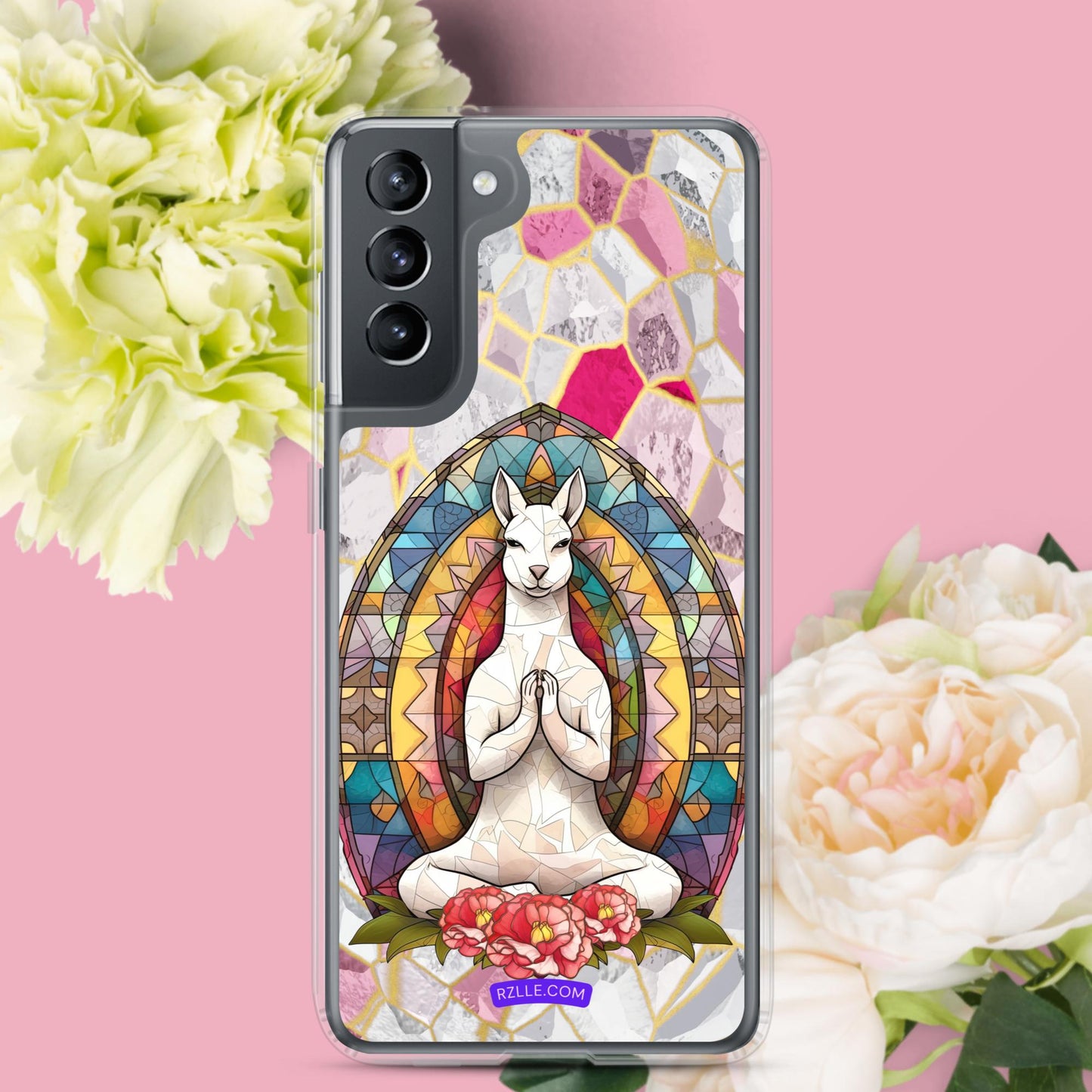 Kangaroo Stained Glass Samsung® Galaxy Clear Phone Case