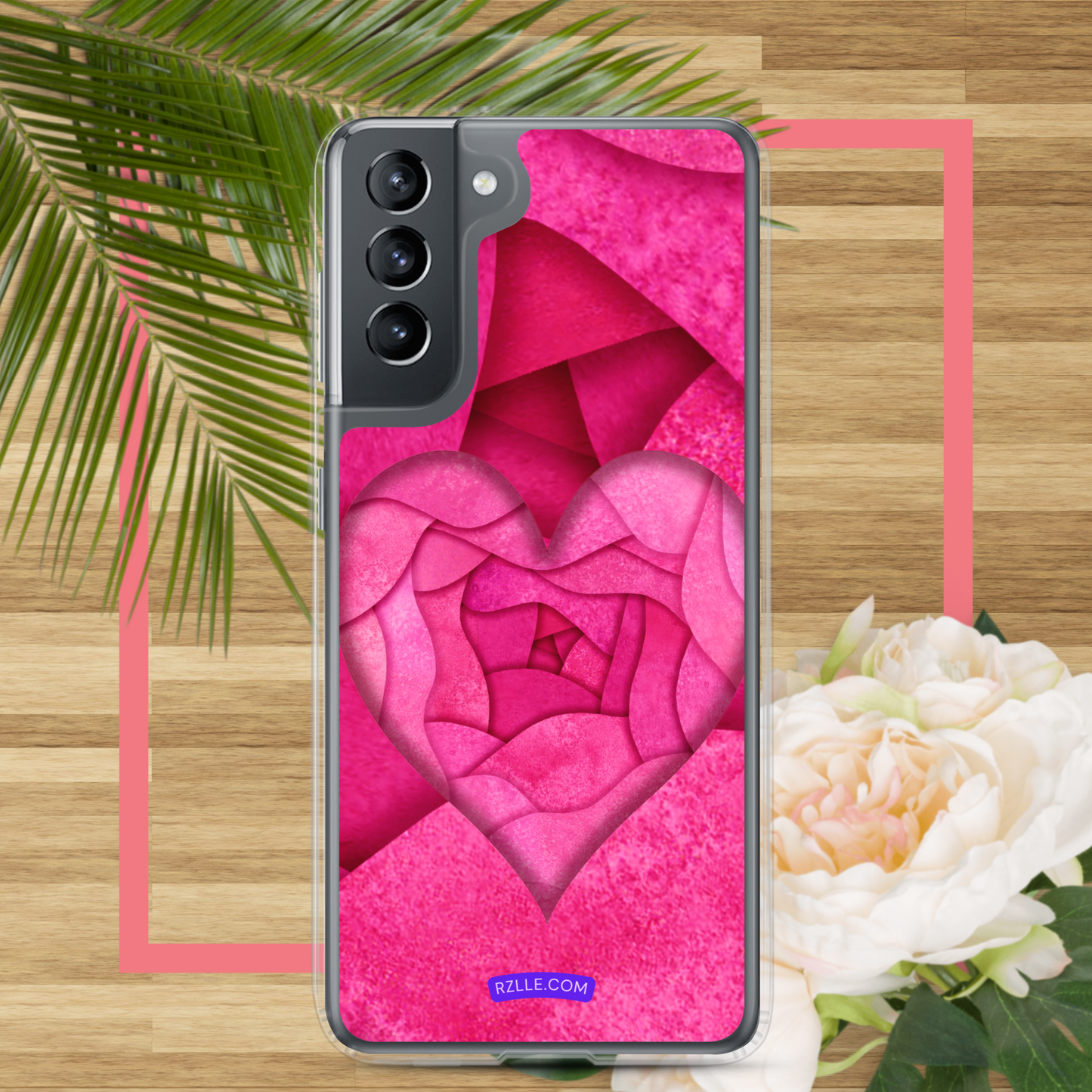 Pink Paper Hearts Samsung® Galaxy Clear Phone Case