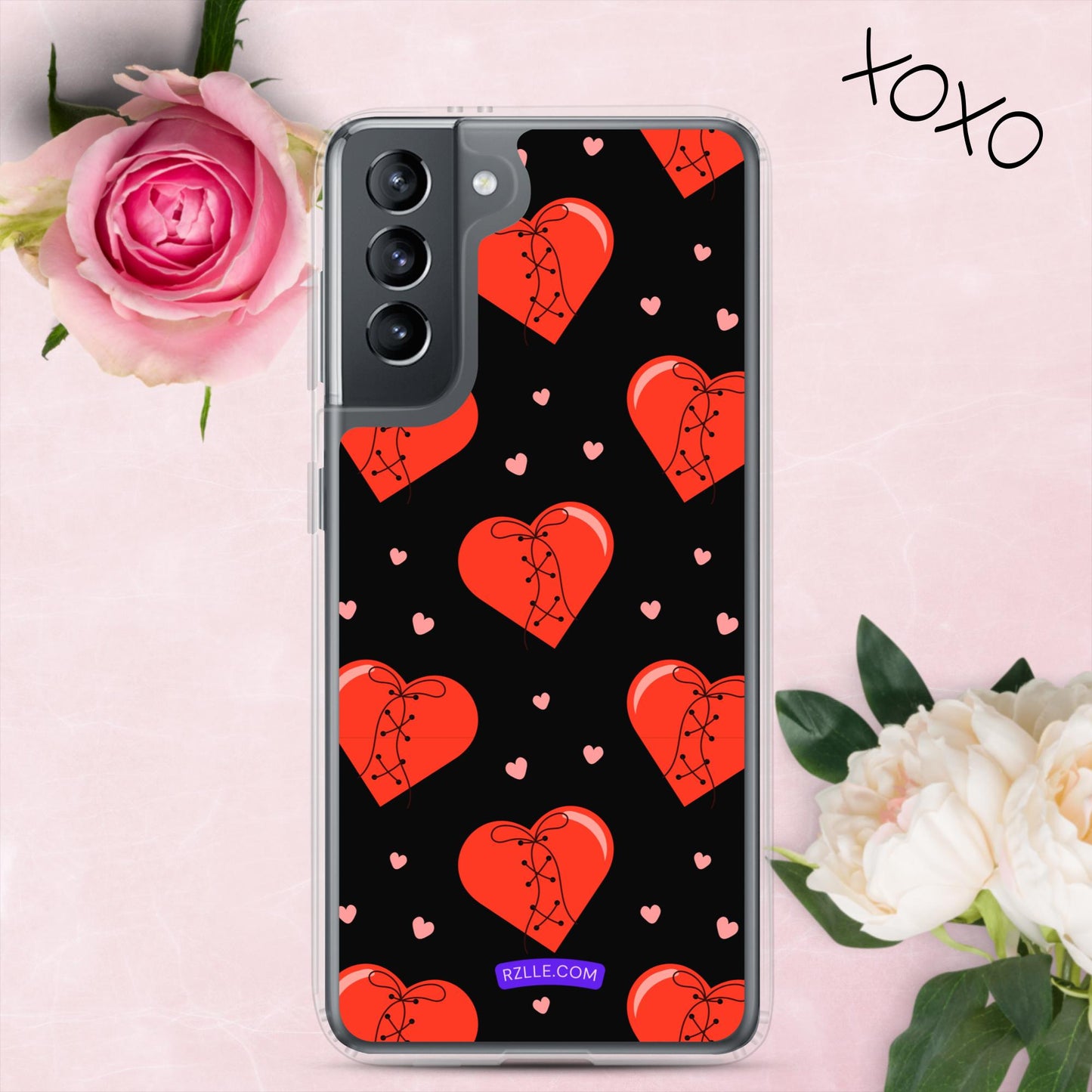 Stitched Hearts Samsung® Galaxy Clear Phone Case