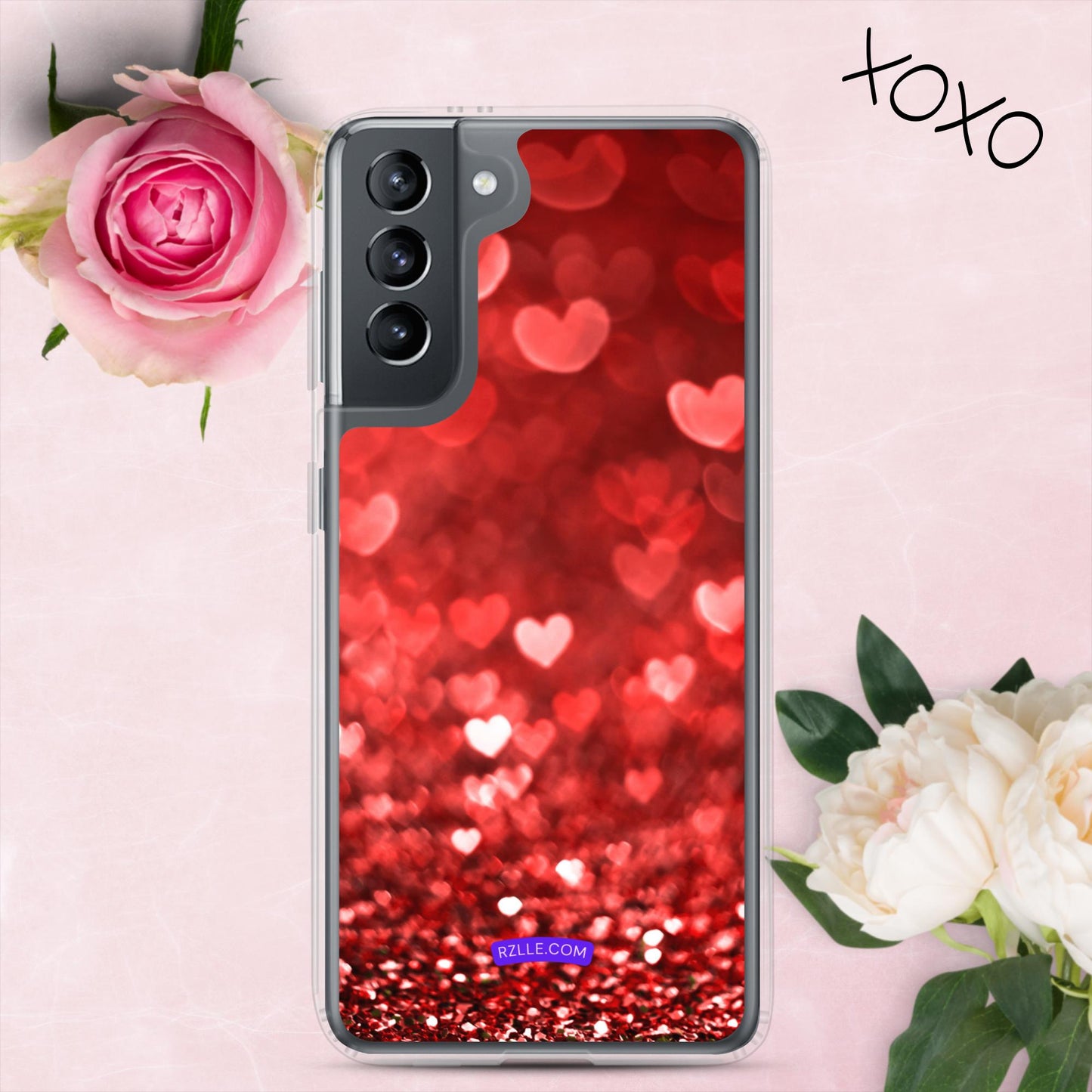 Dreamy Glitter Hearts Samsung® Galaxy Clear Phone Case