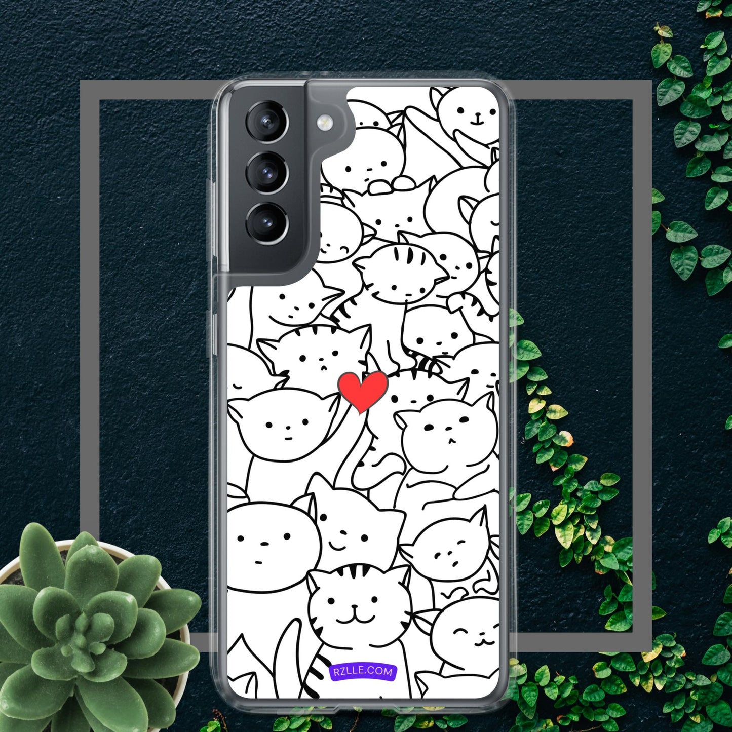 Doodle Cats & Heart Samsung® Galaxy Clear  Phone Case