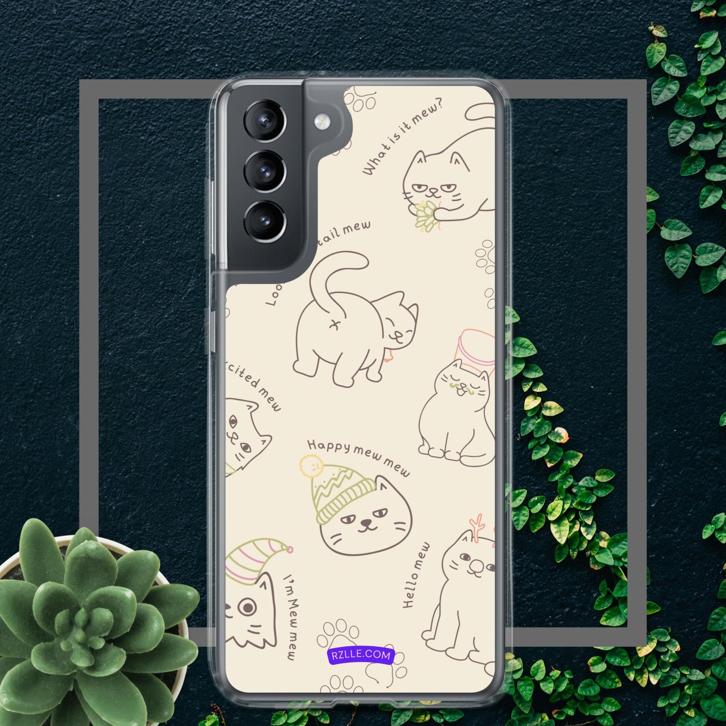 Cute Cat Doodles Samsung® Galaxy Clear Phone Case