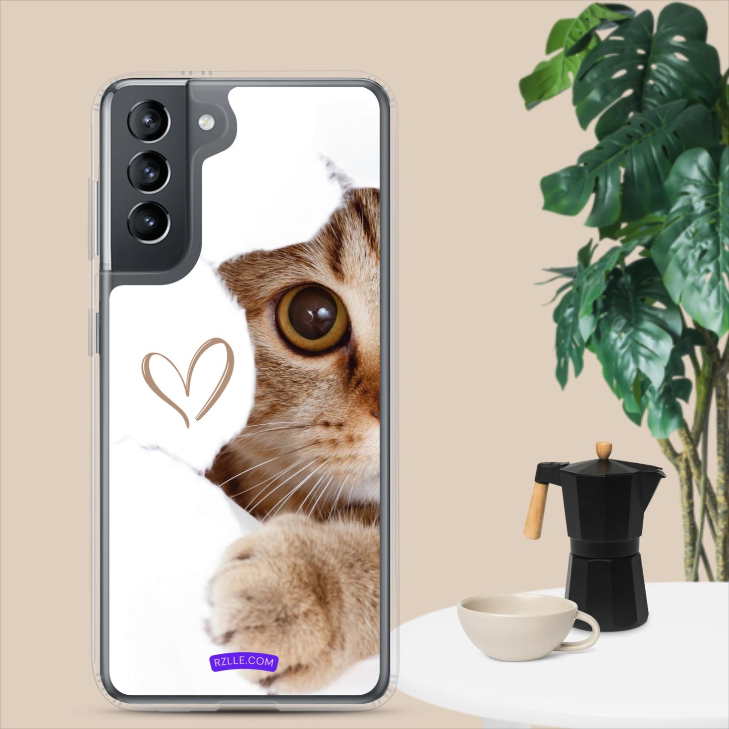 Cute Cat Peeking Clear Case for Samsung®