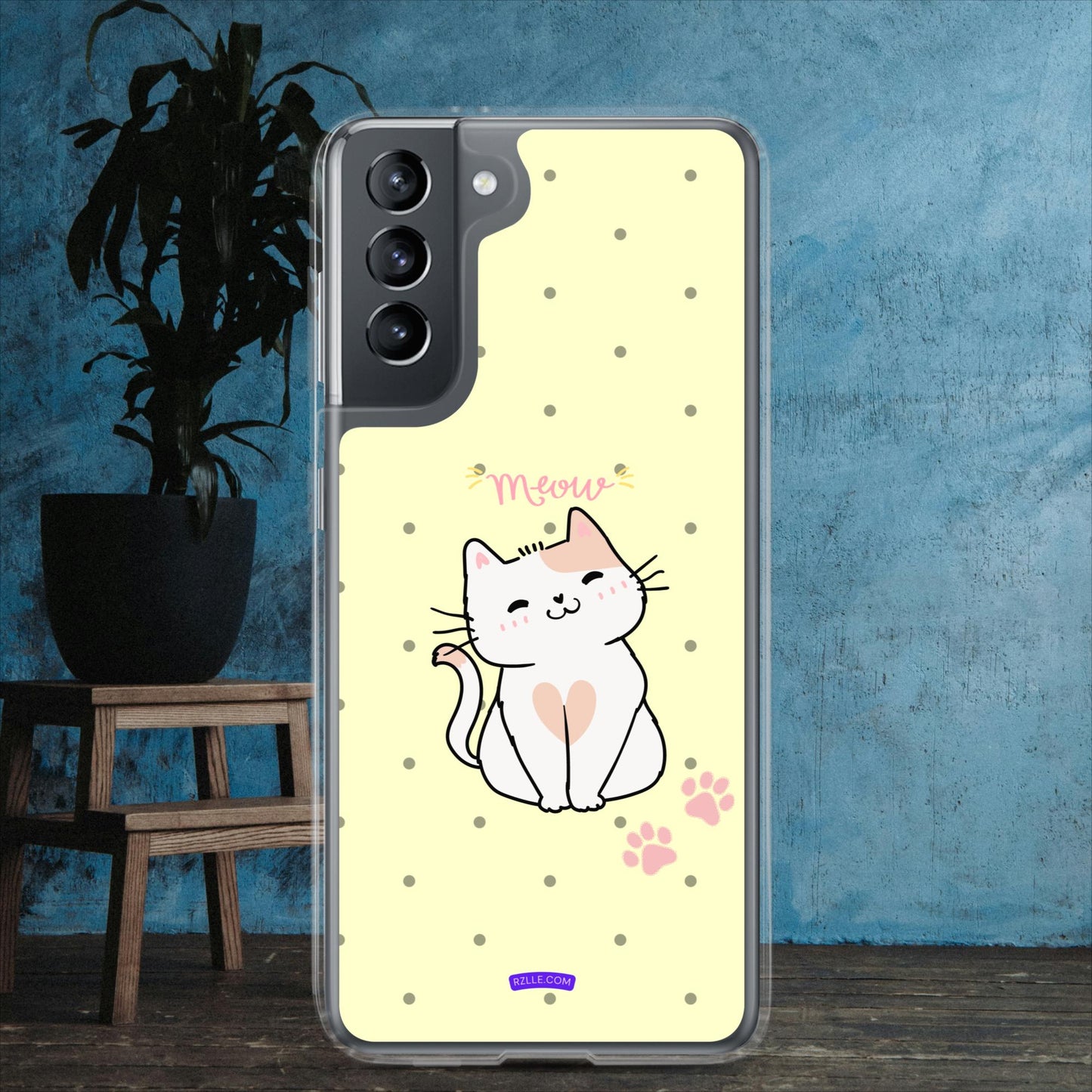 Cute White Cat Clear Case for Samsung®