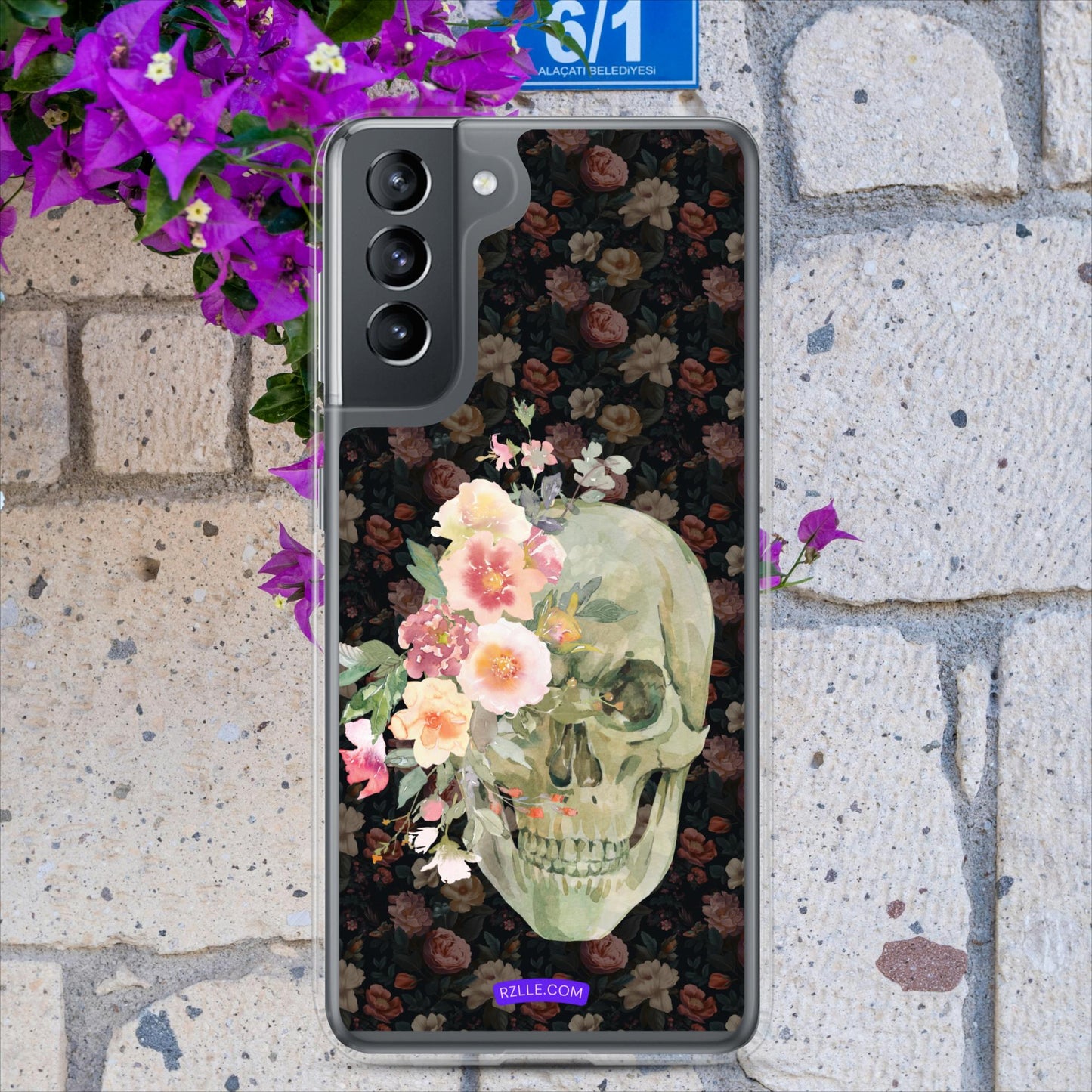 Flower Gothic Skull Clear Case for Samsung®