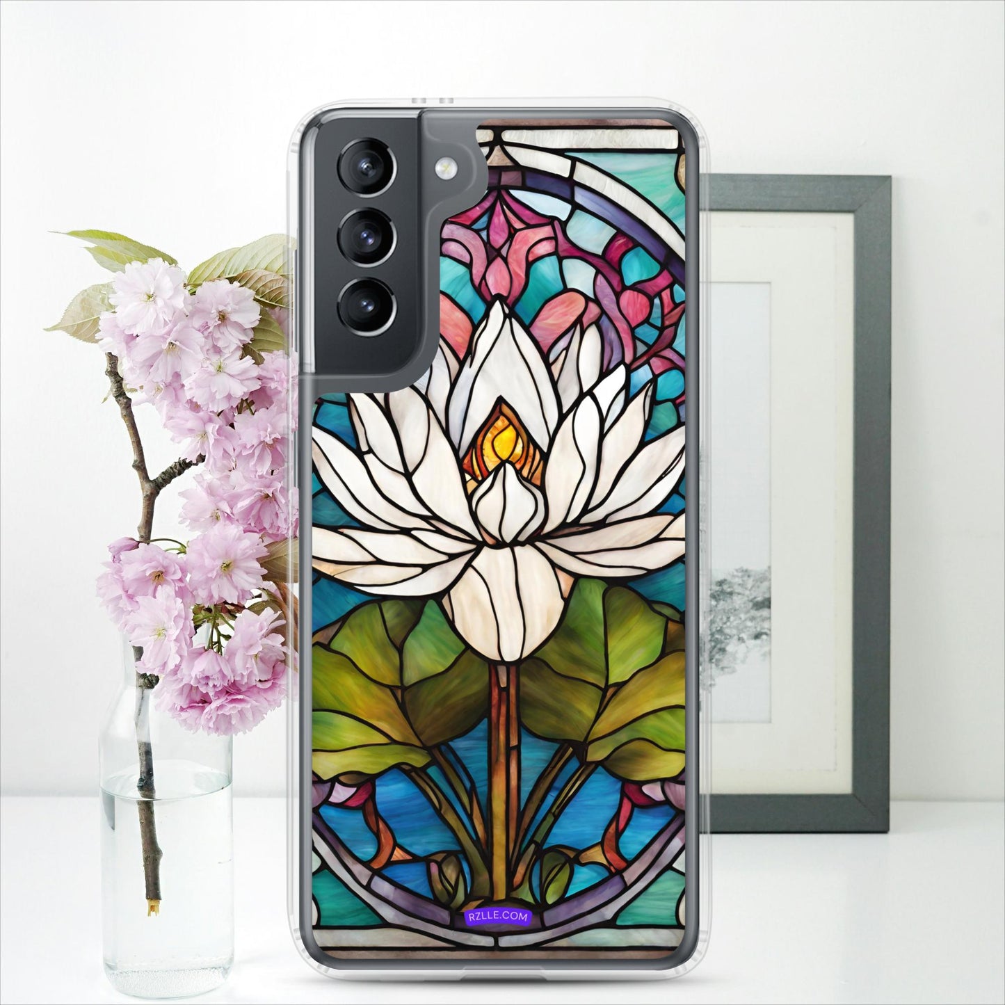 White Lotus Stained Glass Clear Case for Samsung®