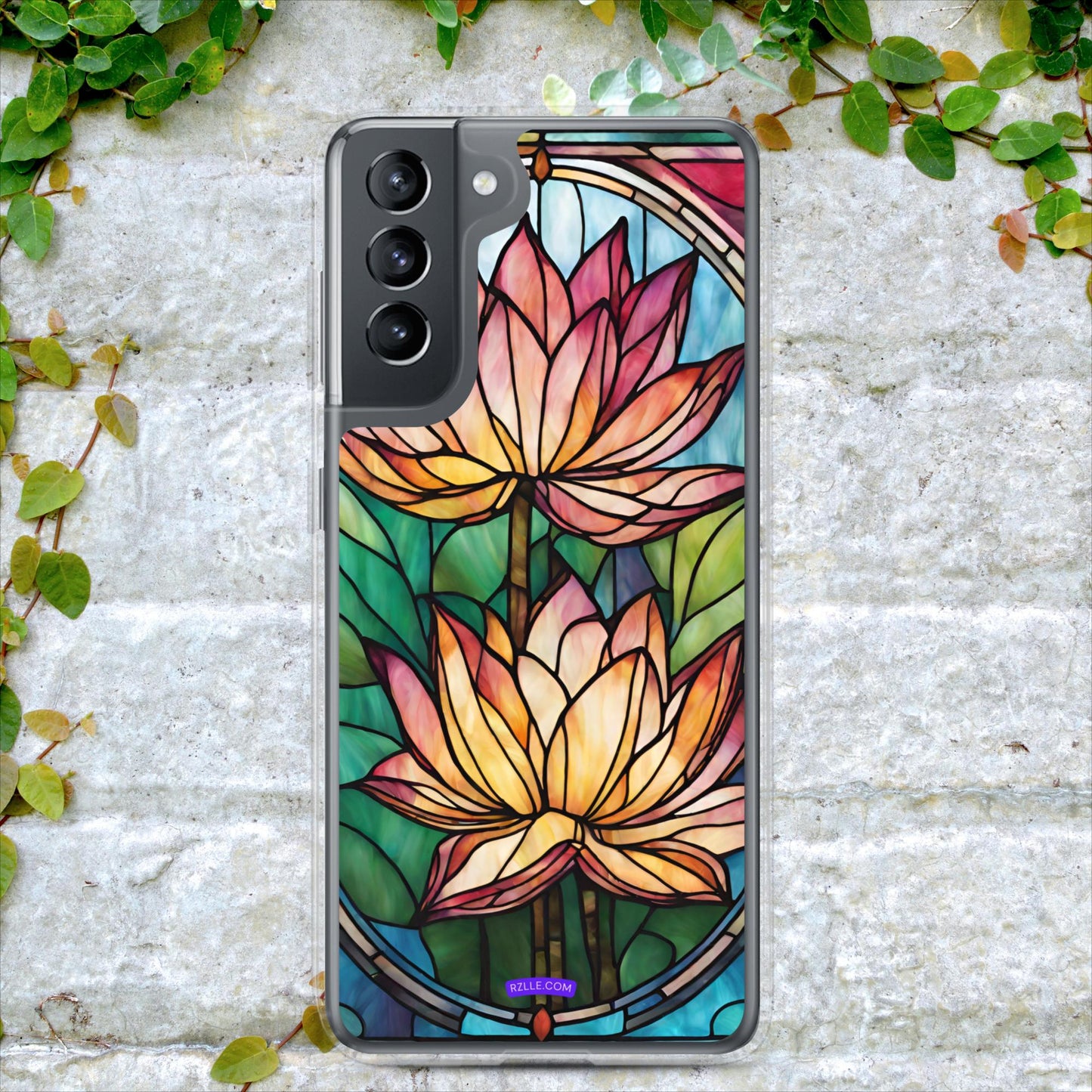 Pink Lotus Stained Glass Clear Case for Samsung®