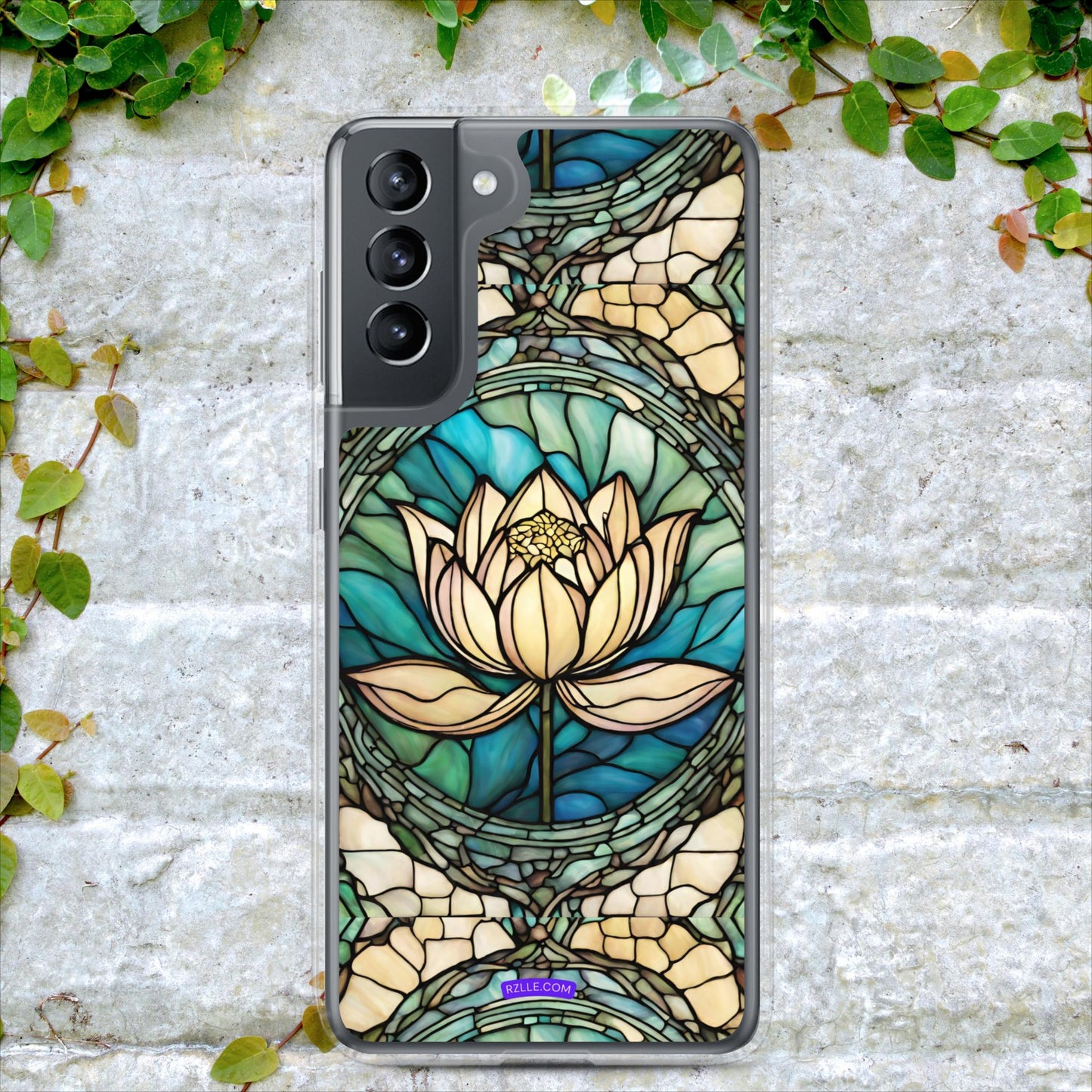 Beautiful Lotus Flower Stained Glass Clear Case for Samsung®