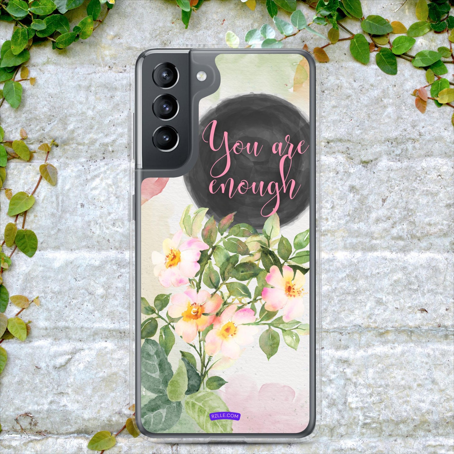 Flowers You Are Enough in Watercolor Clear Case for Samsung®