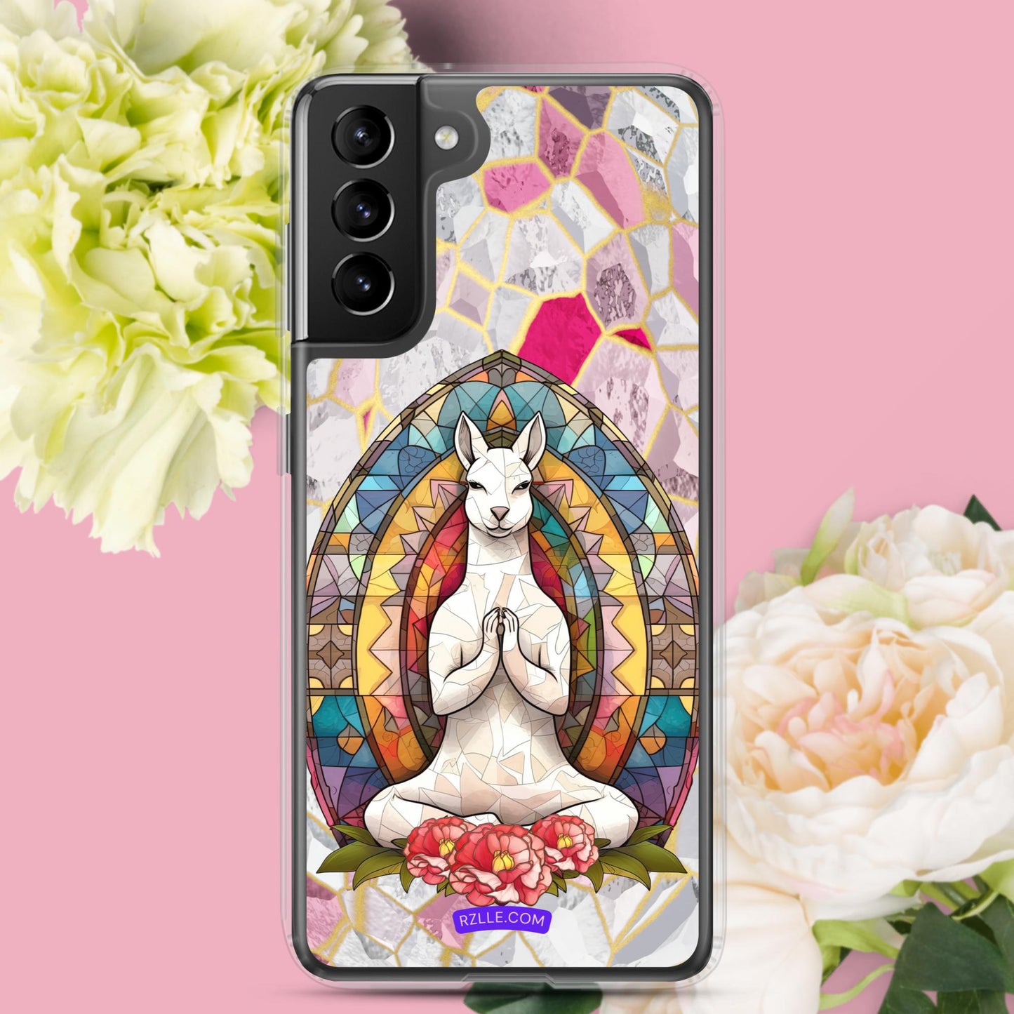 Kangaroo Stained Glass Samsung® Galaxy Clear Phone Case