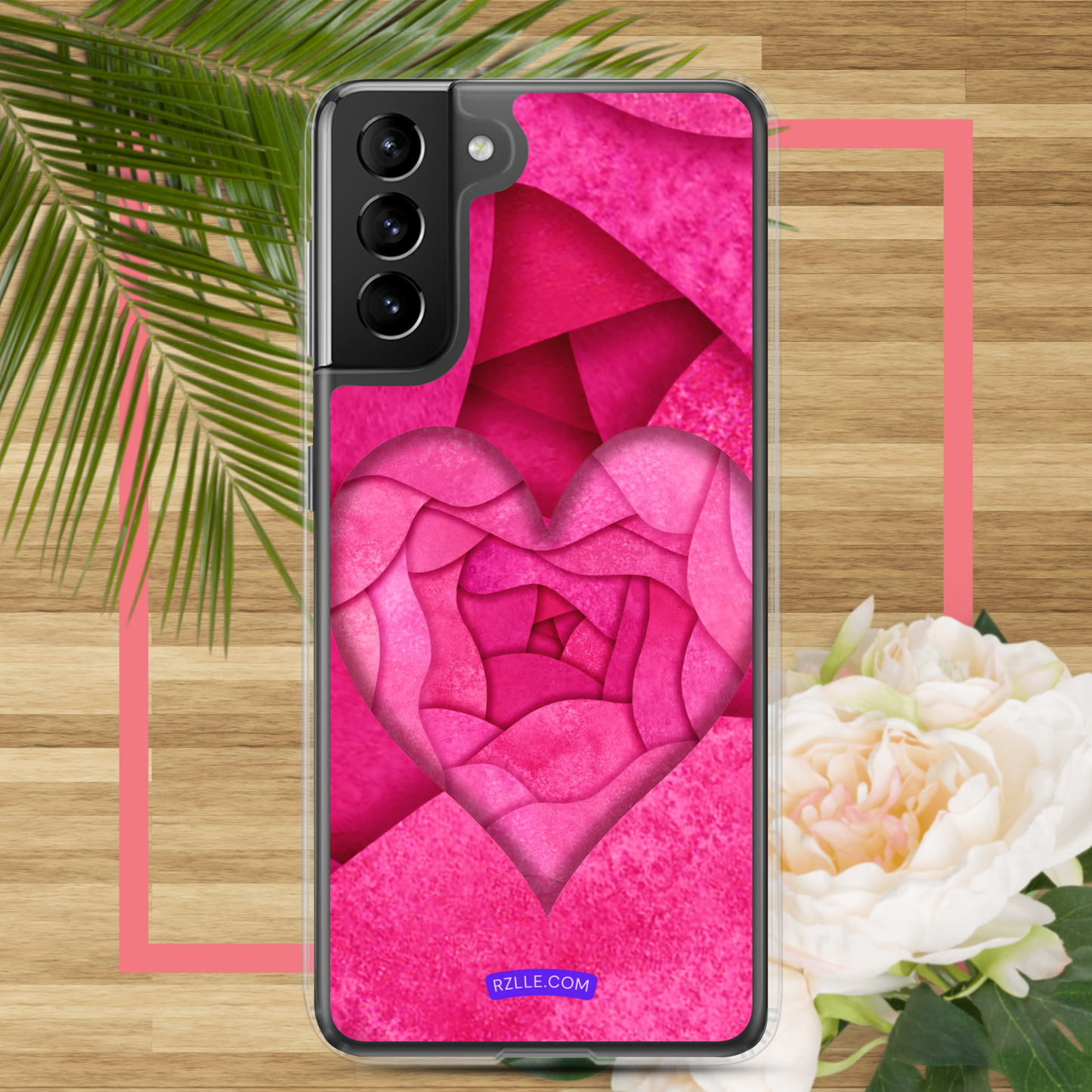 Pink Paper Hearts Samsung® Galaxy Clear Phone Case