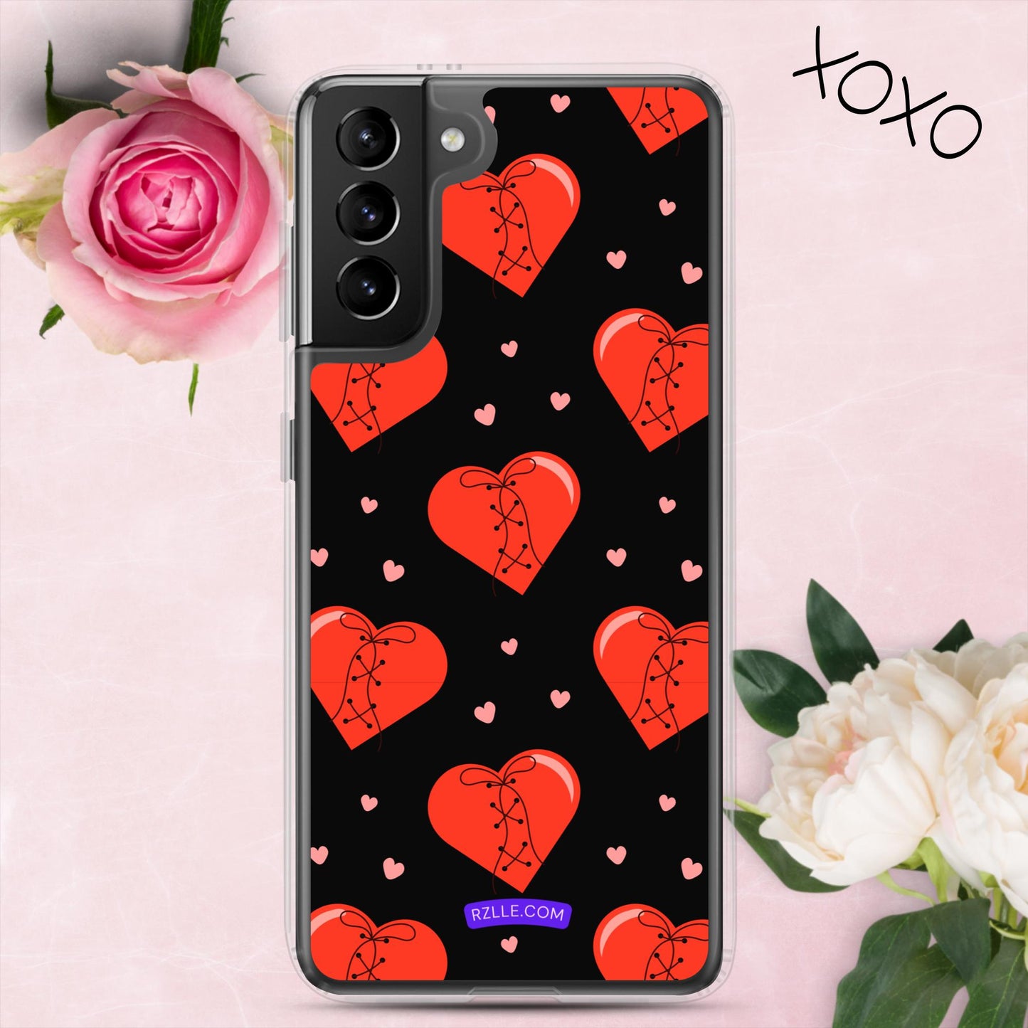 Stitched Hearts Samsung® Galaxy Clear Phone Case