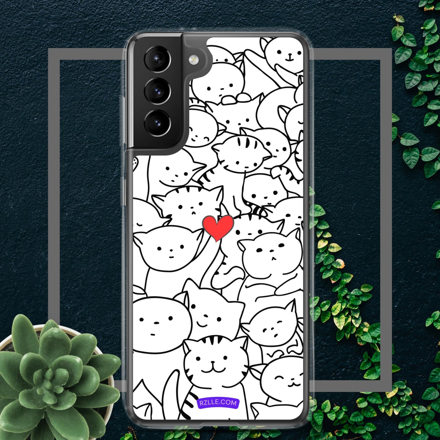 Doodle Cats & Heart Samsung® Galaxy Clear  Phone Case