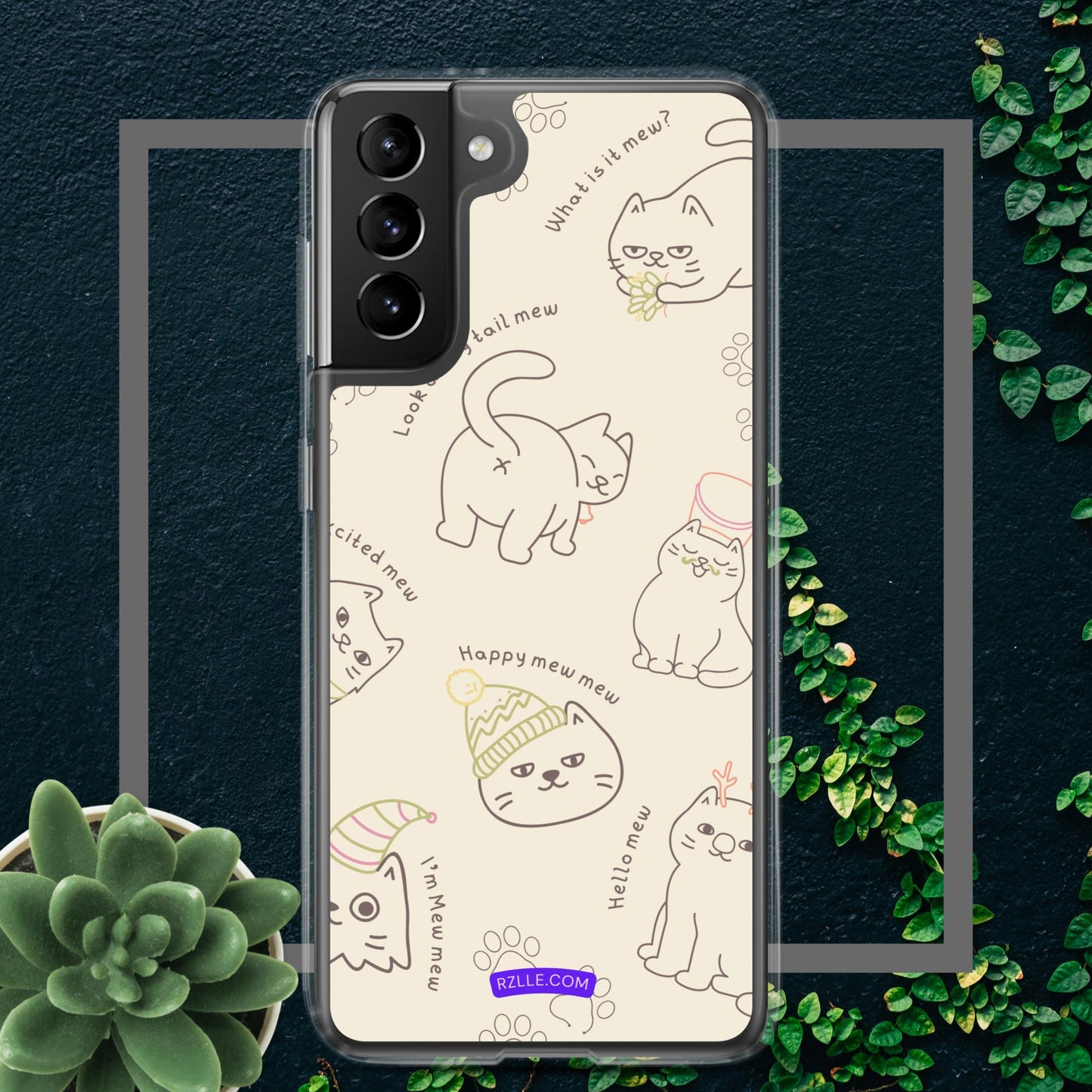 Cute Cat Doodles Samsung® Galaxy Clear Phone Case