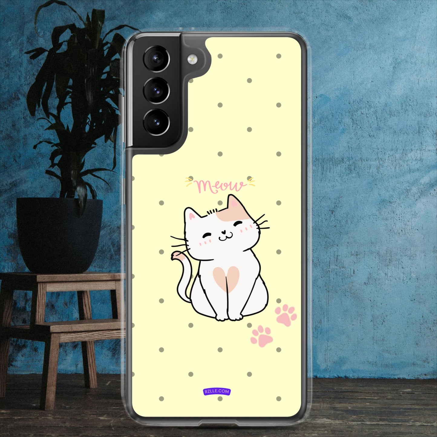 Cute White Cat Clear Case for Samsung®