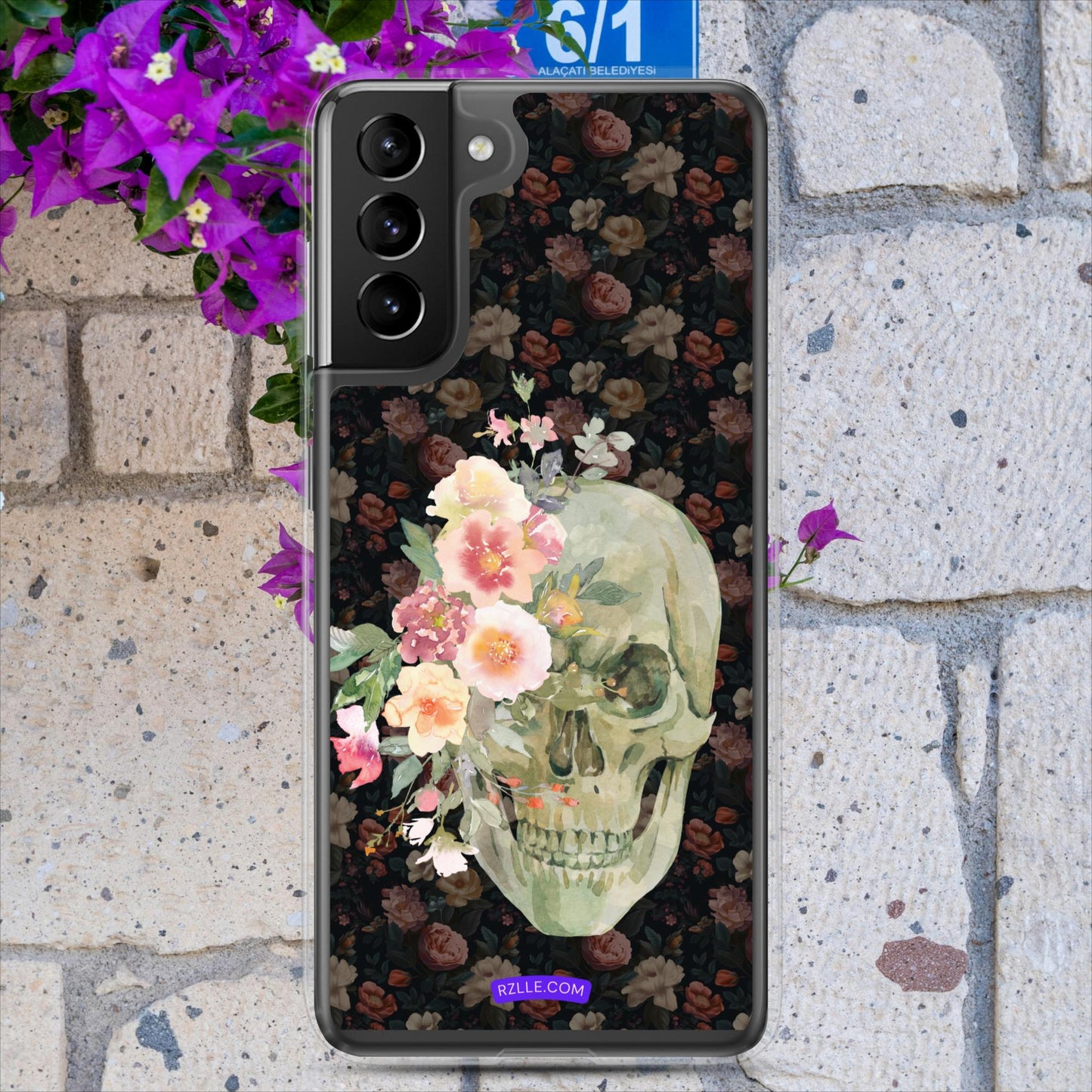 Flower Gothic Skull Clear Case for Samsung®