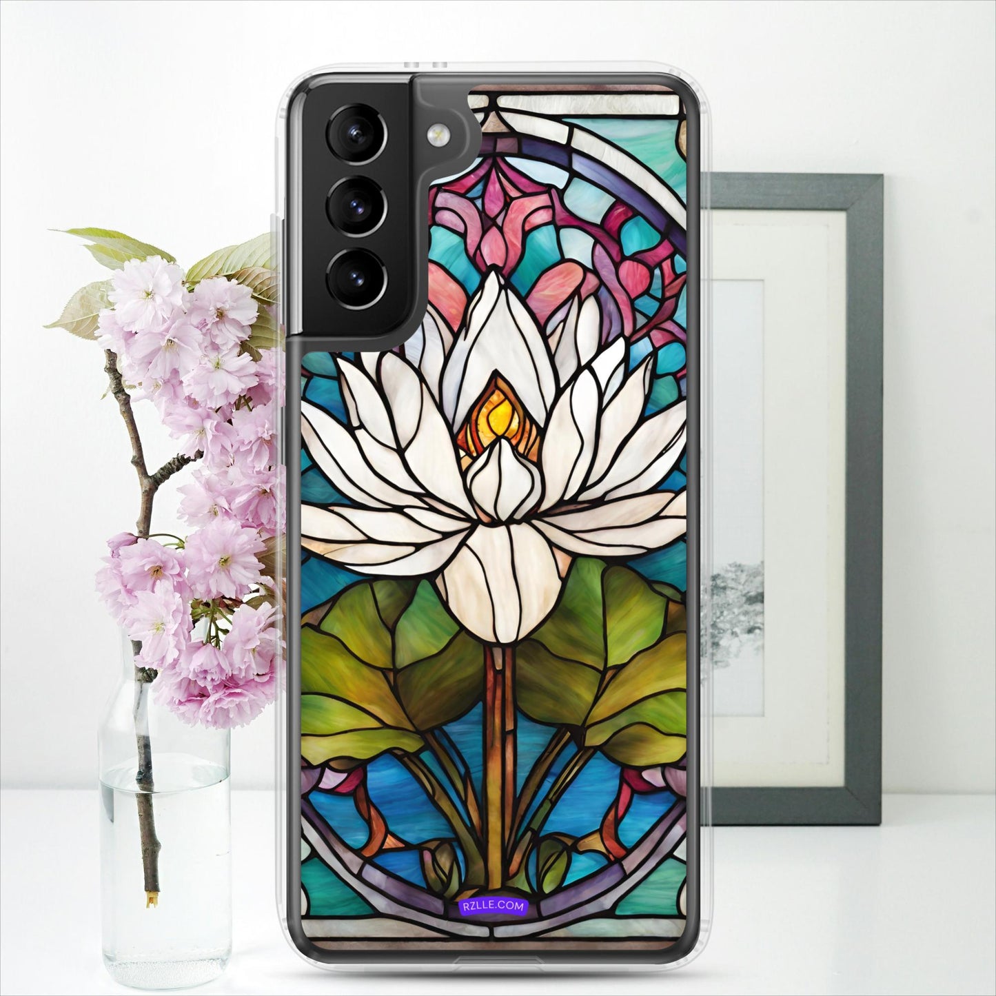 White Lotus Stained Glass Clear Case for Samsung®