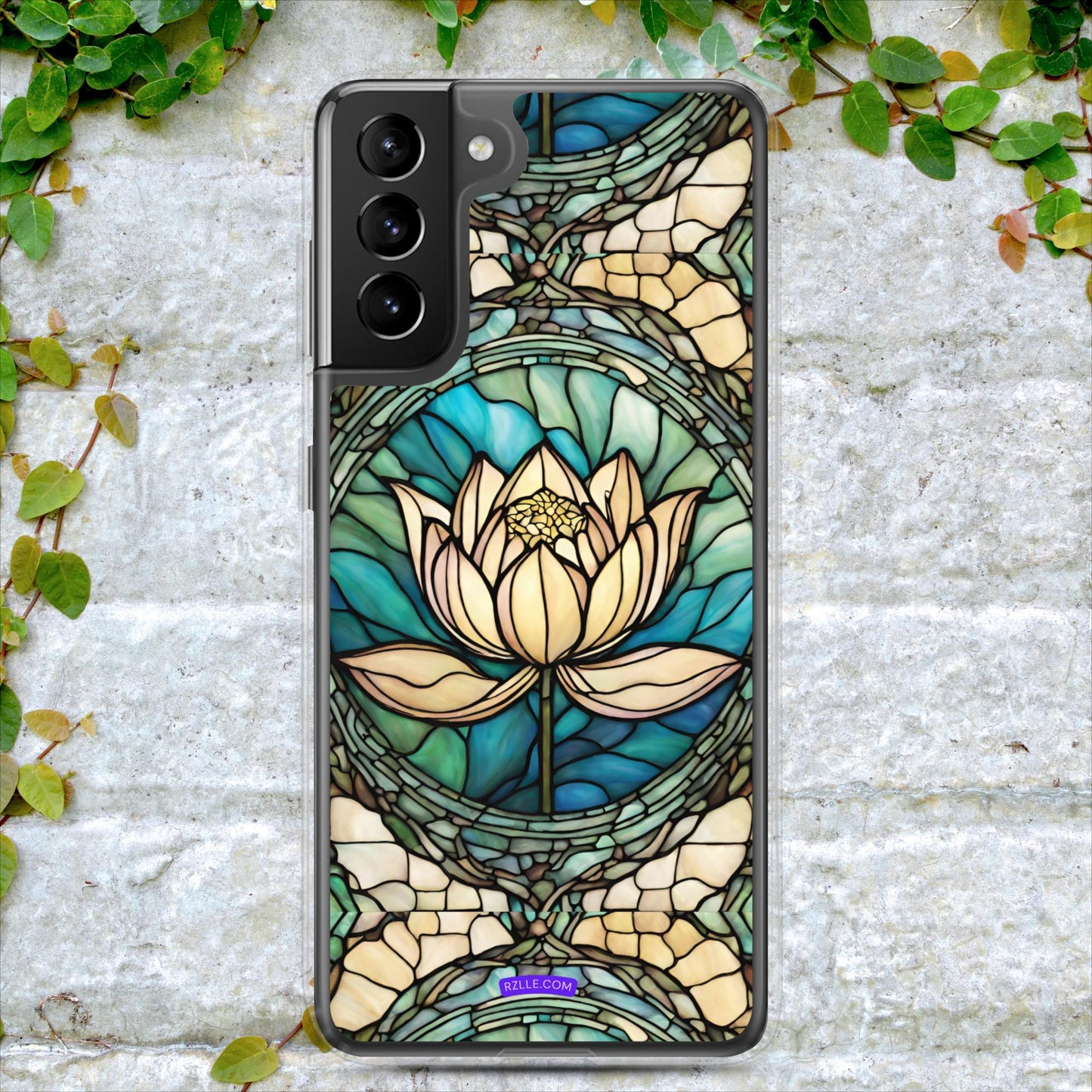 Beautiful Lotus Flower Stained Glass Clear Case for Samsung®