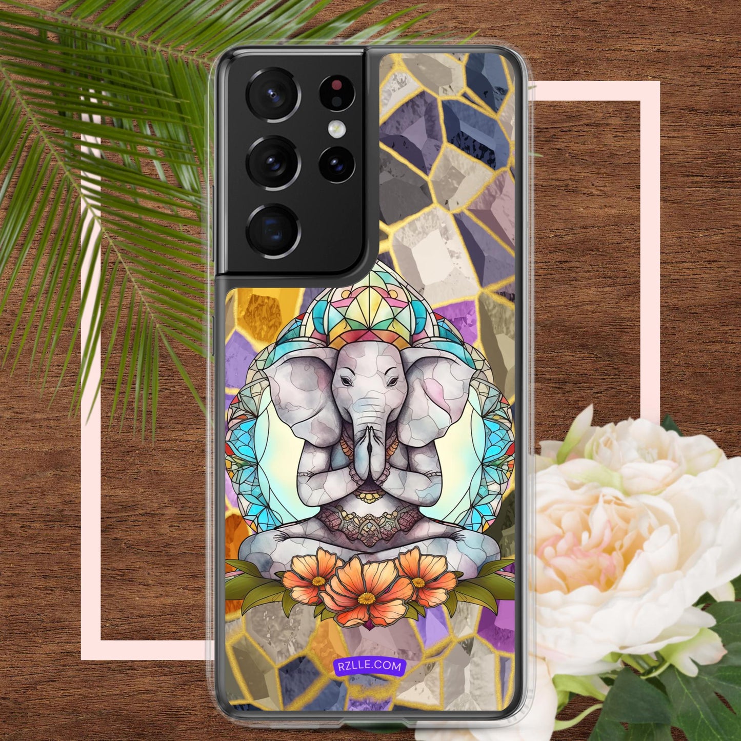 Zen Elephant Stained Glass Samsung® Galaxy Clear Phone Case