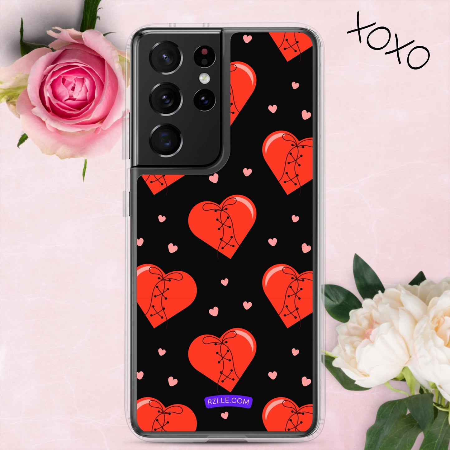 Stitched Hearts Samsung® Galaxy Clear Phone Case