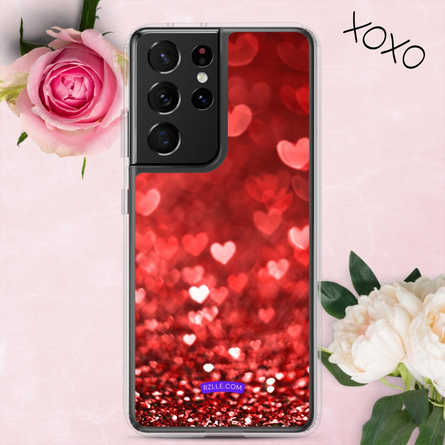 Dreamy Glitter Hearts Samsung® Galaxy Clear Phone Case