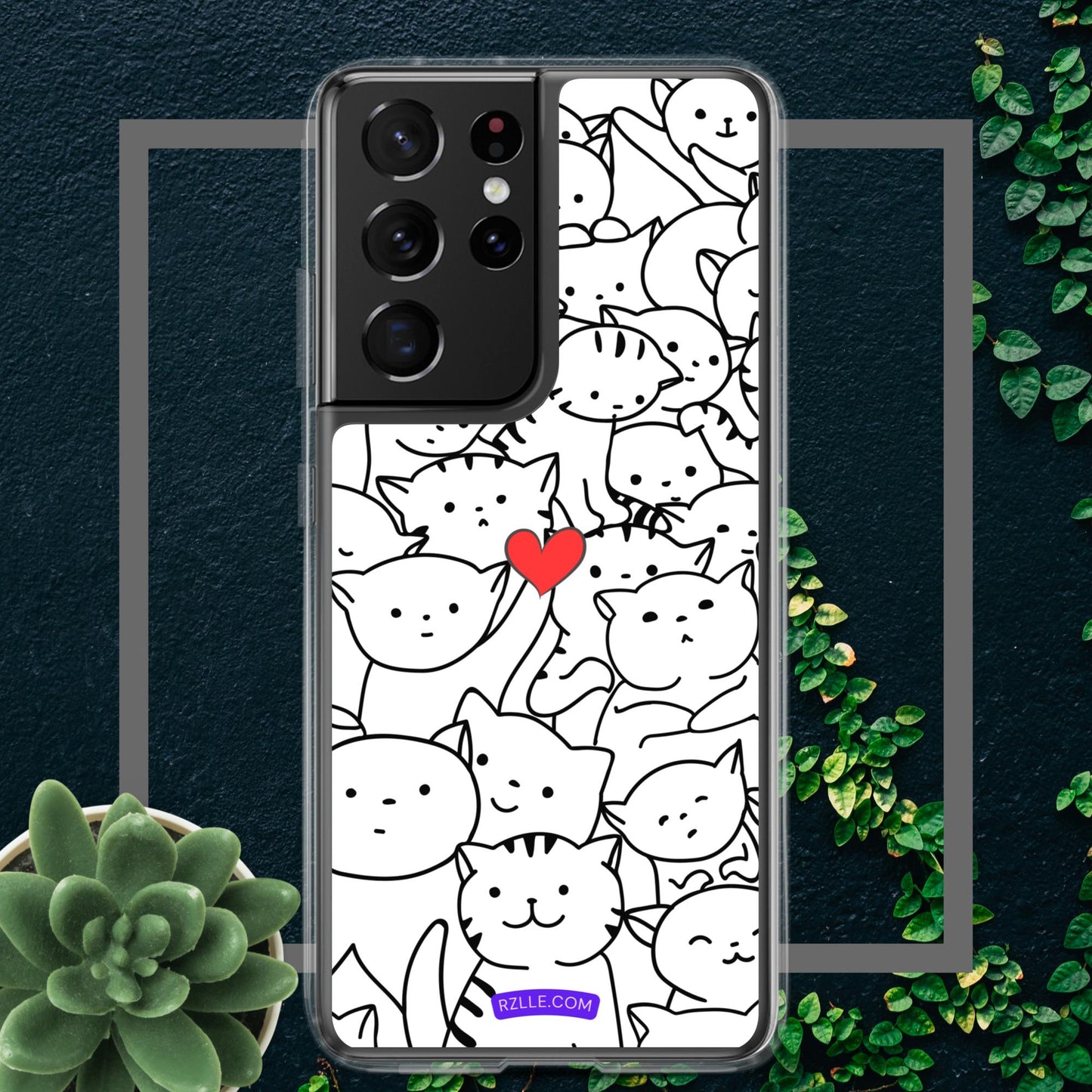 Doodle Cats & Heart Samsung® Galaxy Clear  Phone Case