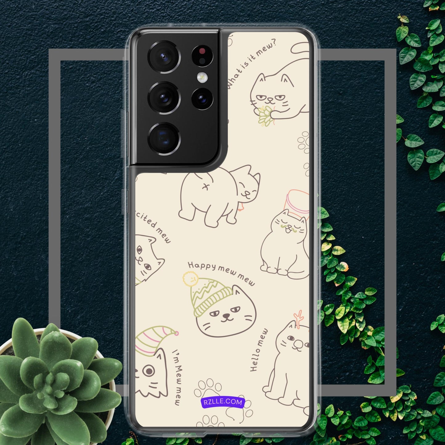 Cute Cat Doodles Samsung® Galaxy Clear Phone Case