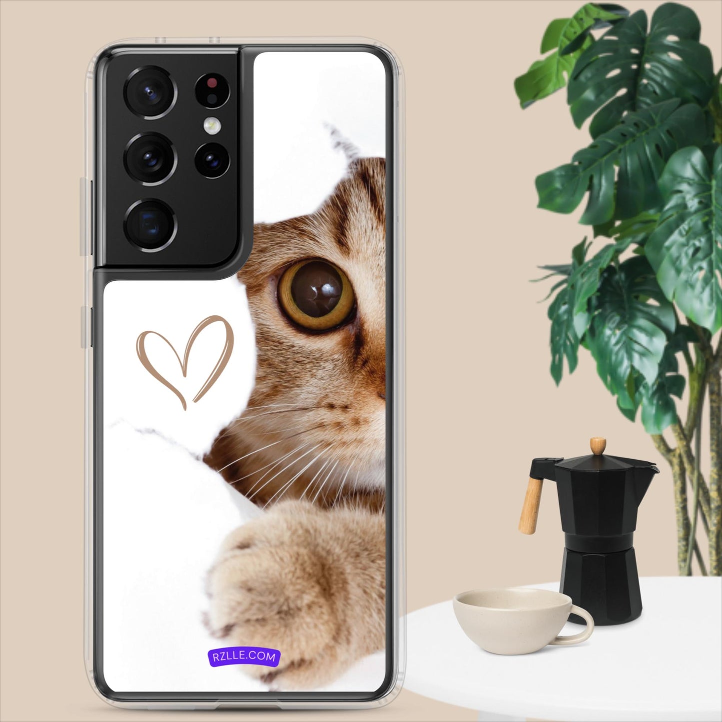 Cute Cat Peeking Clear Case for Samsung®