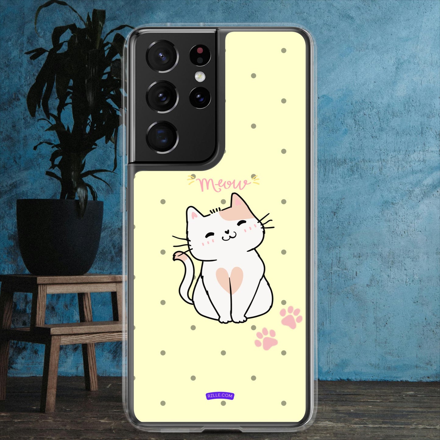 Cute White Cat Clear Case for Samsung®