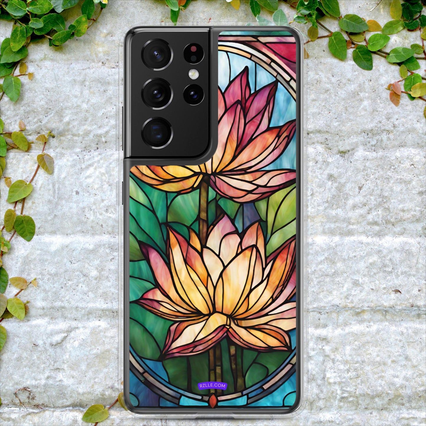 Pink Lotus Stained Glass Clear Case for Samsung®