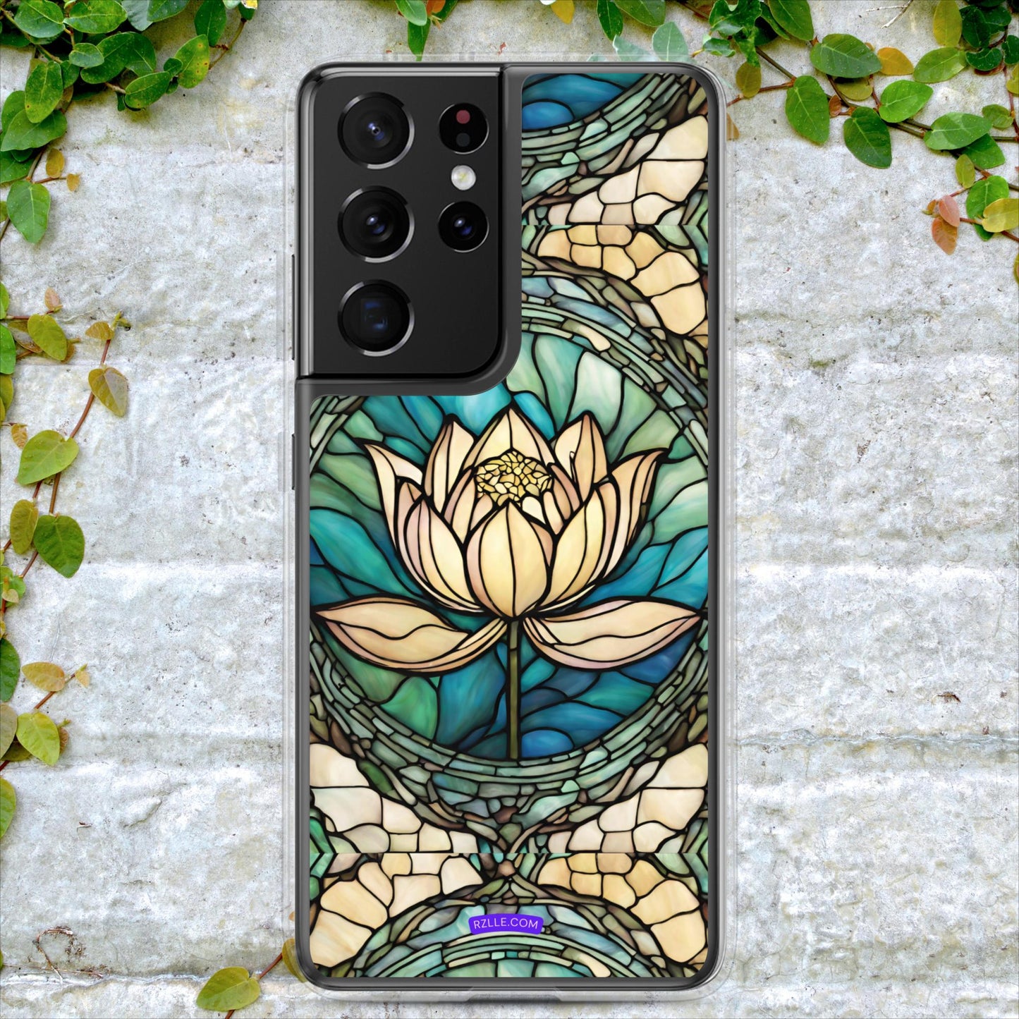 Beautiful Lotus Flower Stained Glass Clear Case for Samsung®