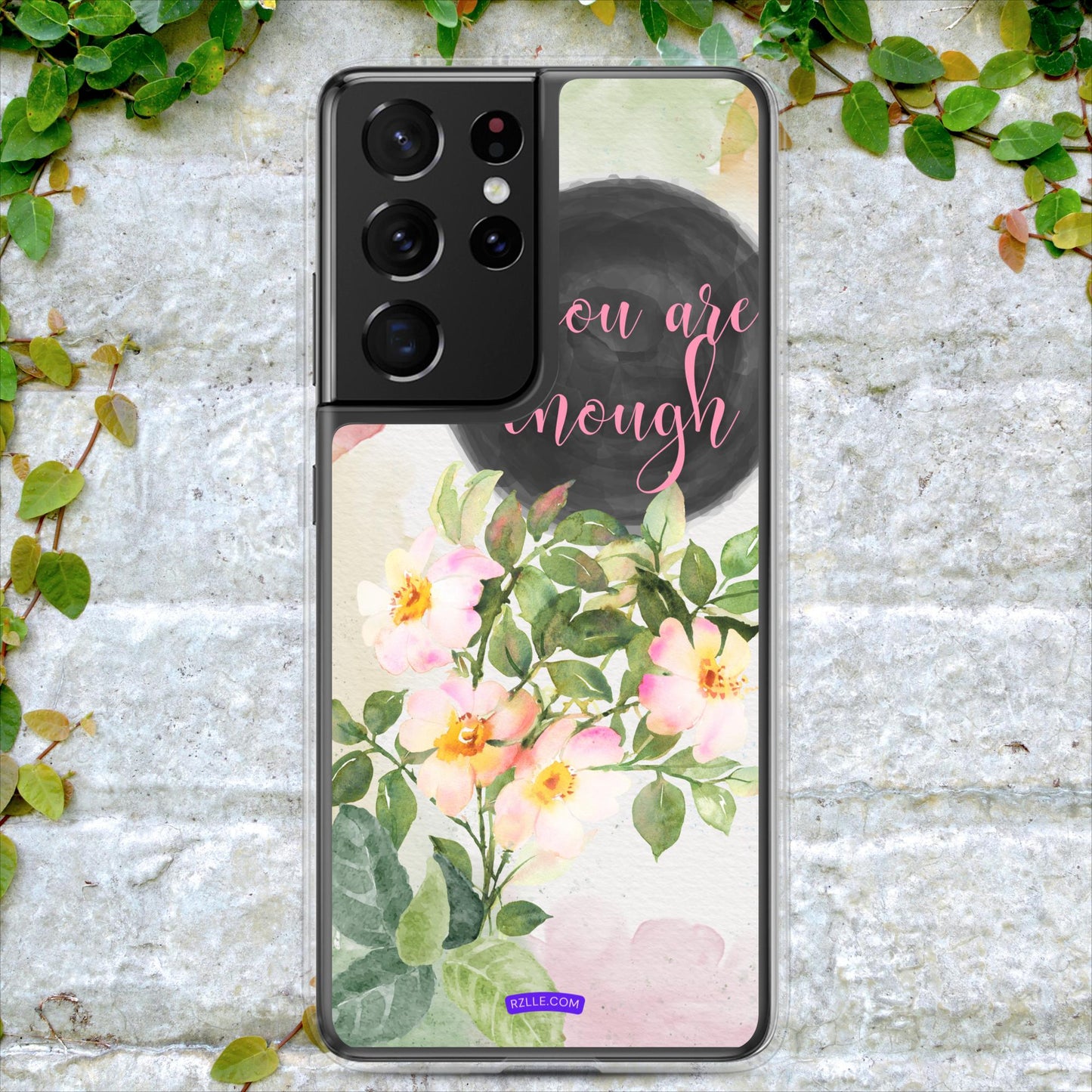 Flowers You Are Enough in Watercolor Clear Case for Samsung®