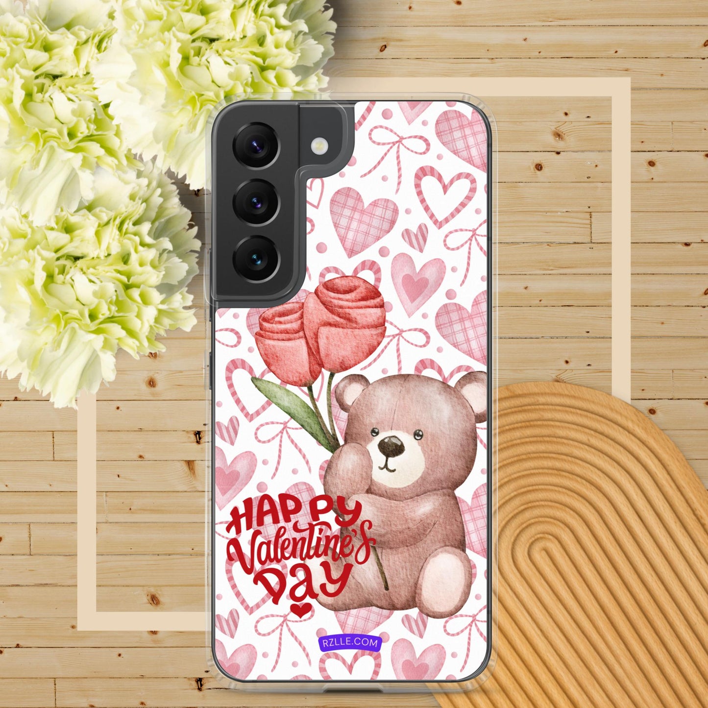 Valentine's Day Bear & Flowers Samsung® Galaxy Clear Phone Case