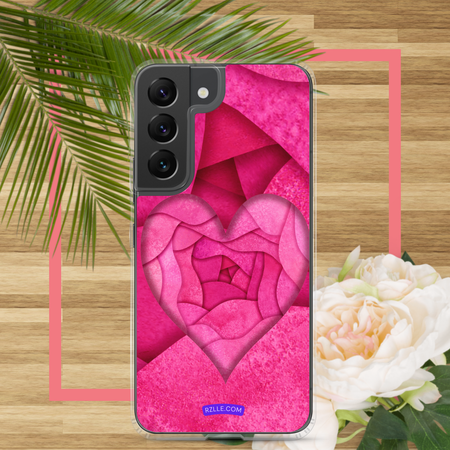 Pink Paper Hearts Samsung® Galaxy Clear Phone Case