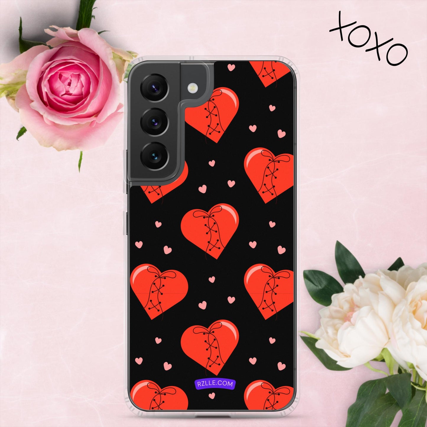 Stitched Hearts Samsung® Galaxy Clear Phone Case